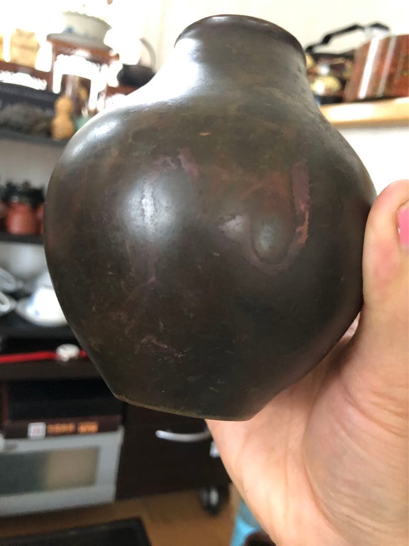 晴雲銅製 山水画 花瓶