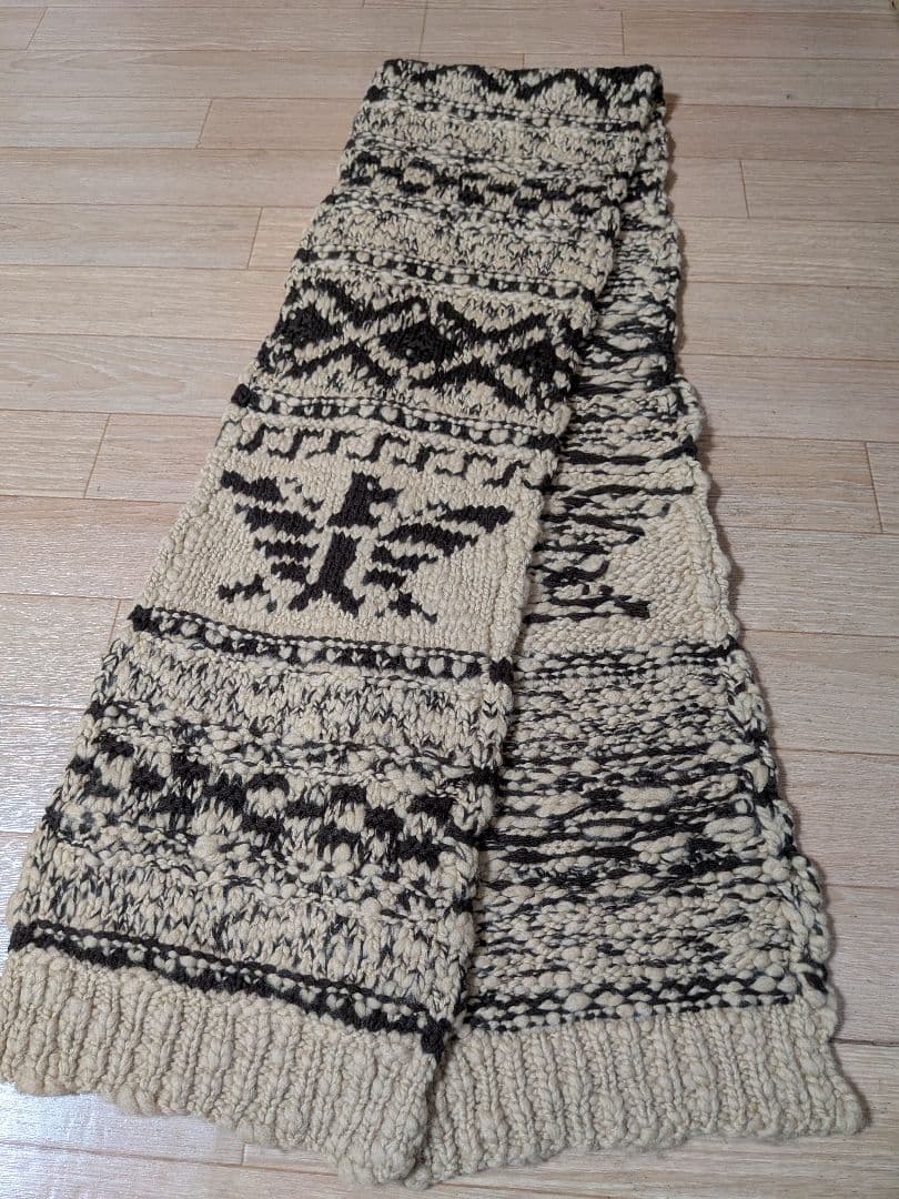 RRL ハンドニットマフラーイーグル柄　中古美品