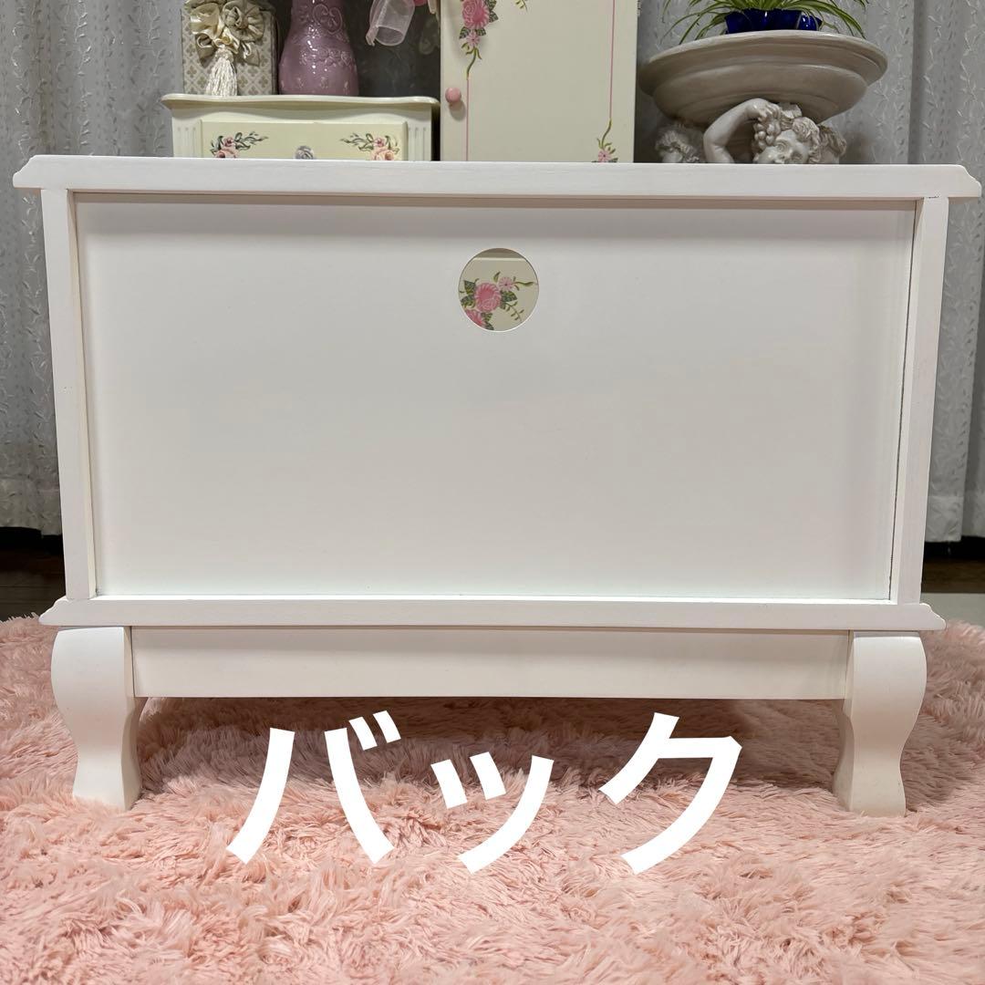 ロココ調　猫脚テレビ台　ホワイト　コンパクトサイズ