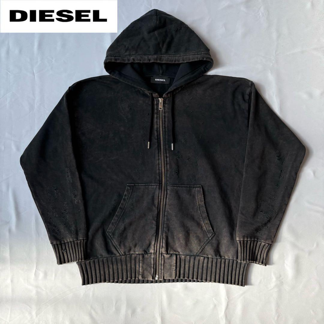 DIESEL Destroy Zip up Hoodie ダメージ パーカー L