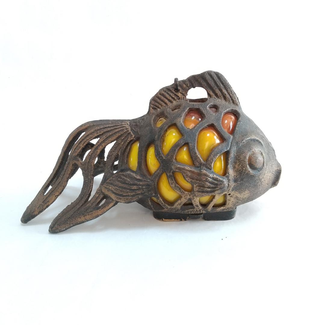 ★金魚　ガラス付き吊灯篭／レトロ照明　高さ13cm×長さ25cm【送料無料】