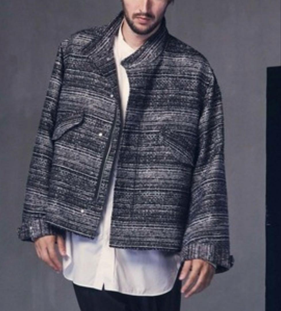 モールツイードジャガードドレスオーバーショートモッズコート メゾンスペシャル