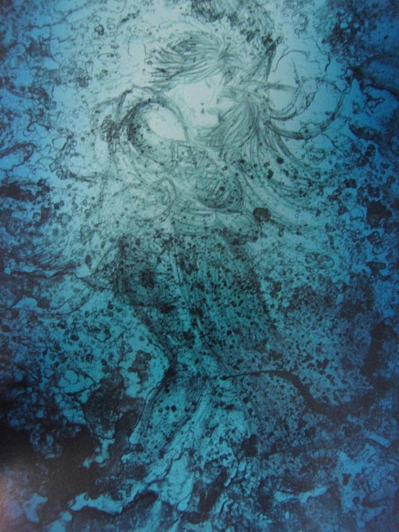 天野喜孝、【水夢】、希少な額装用画集より、新品額装付、状態良好