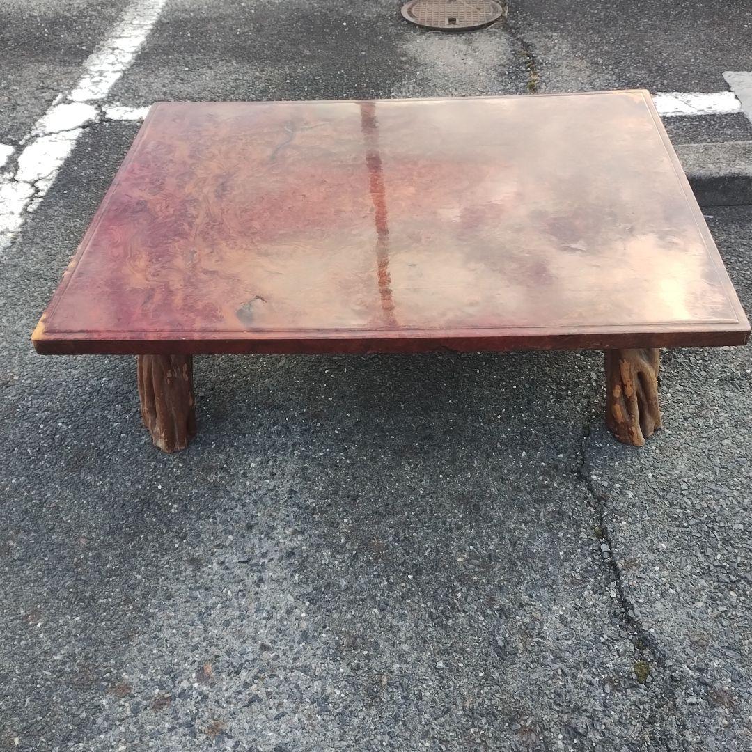 赤褐色 木製座卓 玉杢