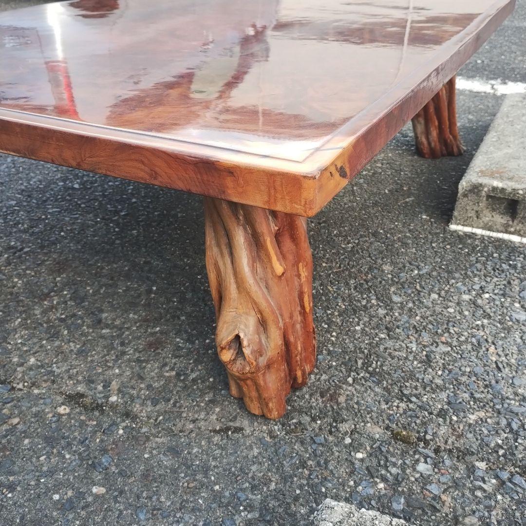 赤褐色 木製座卓 玉杢