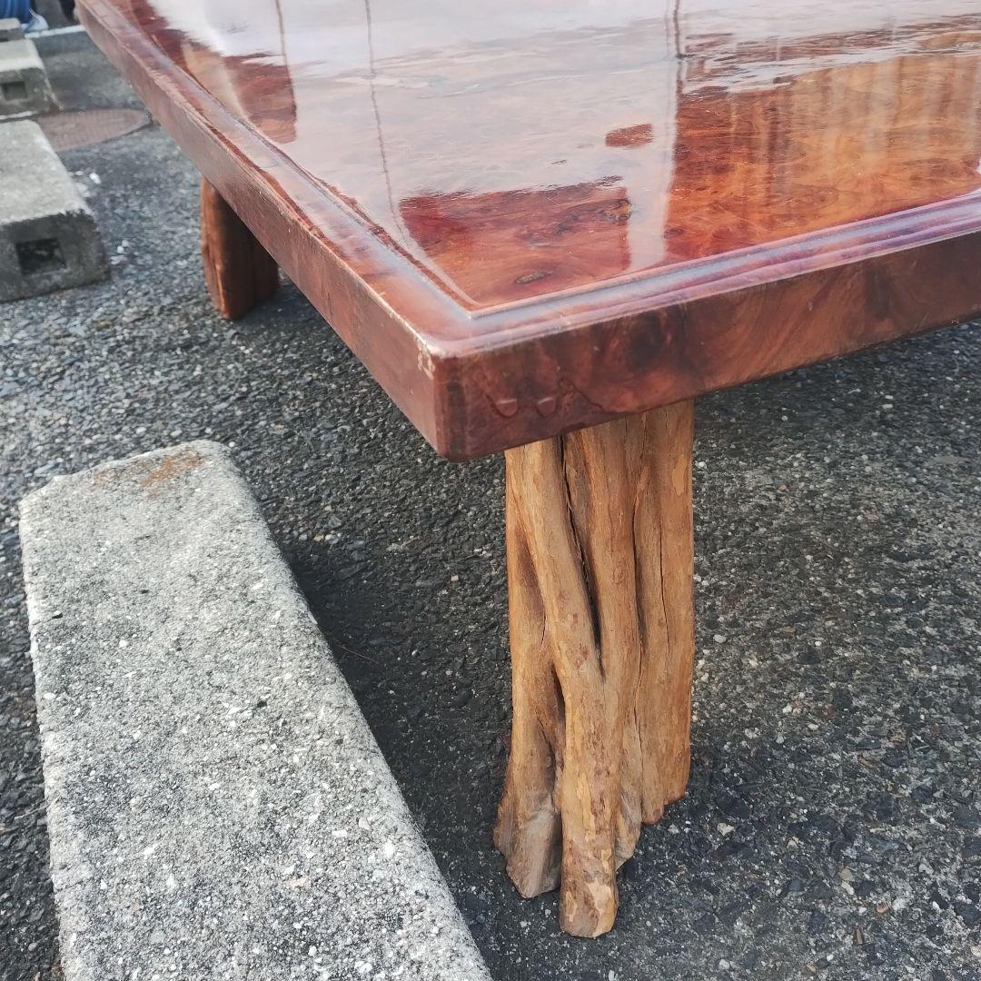 赤褐色 木製座卓 玉杢