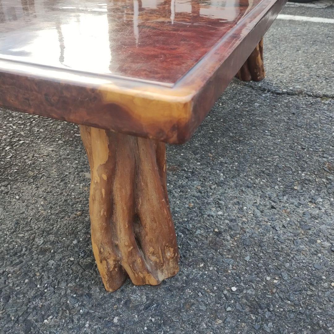 赤褐色 木製座卓 玉杢
