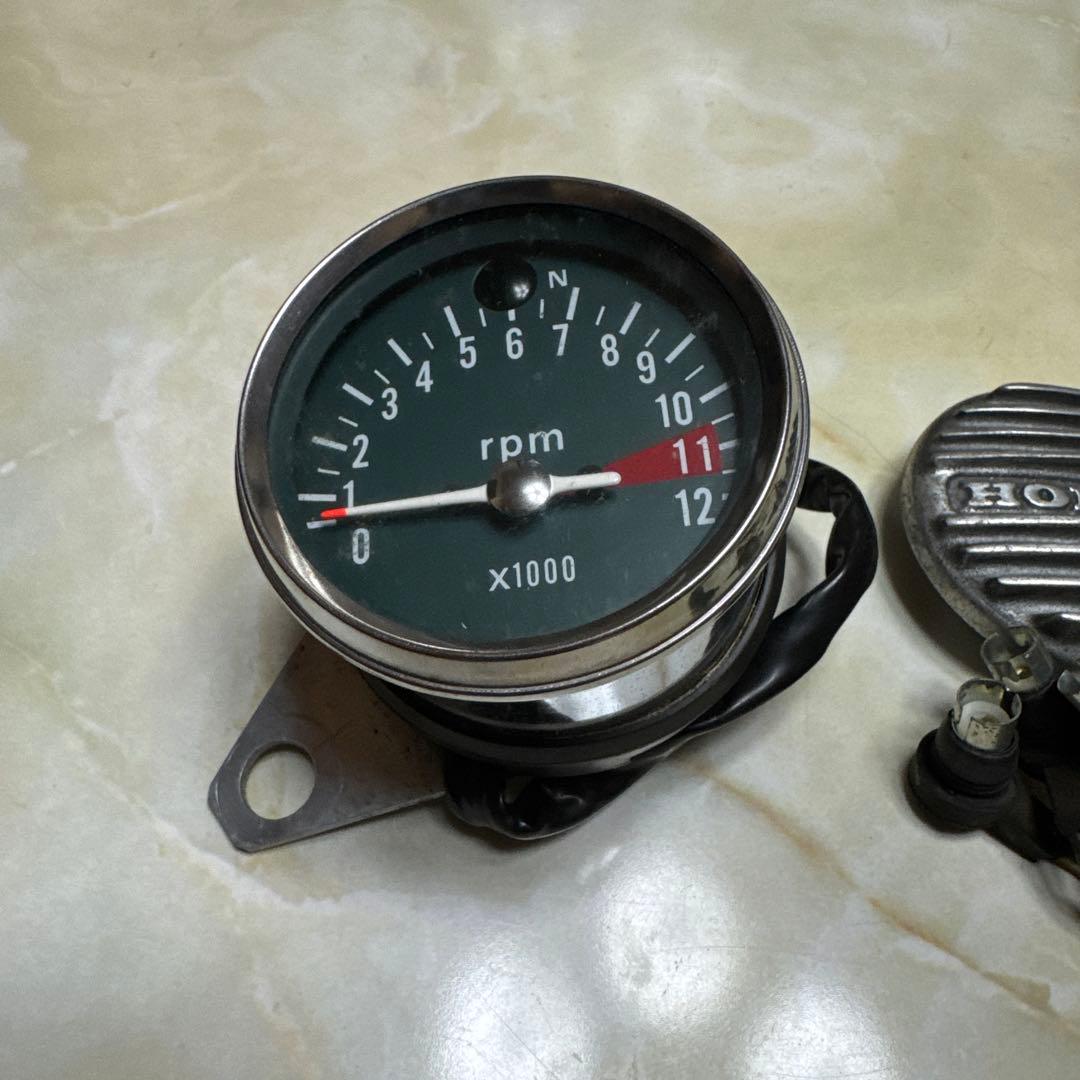 ホンダ　モンキー　6v？12v？機械式タコメーター、カムカバー4mini 当時物