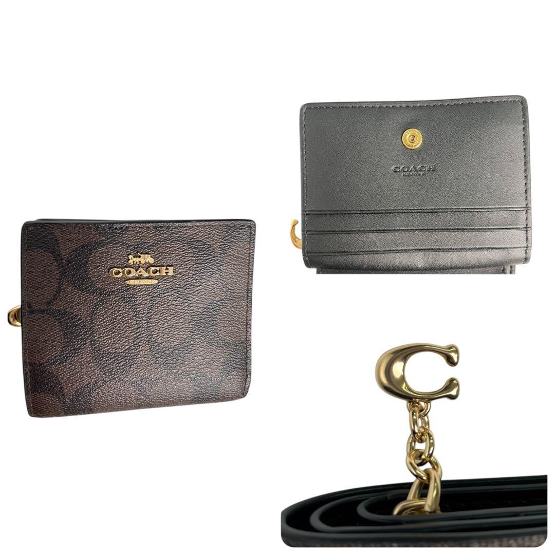 【未使用品】コーチ COACH 二つ折り財布 ブラウン ウォレット 財布　小銭