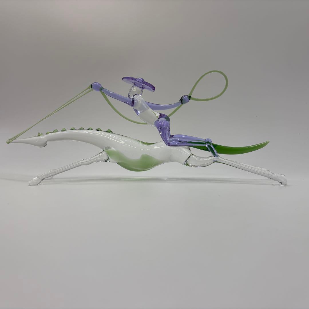 一点モノ ガラス工芸 馬 躍動感あふれるインテリア置物 カウボーイ 馬 午年