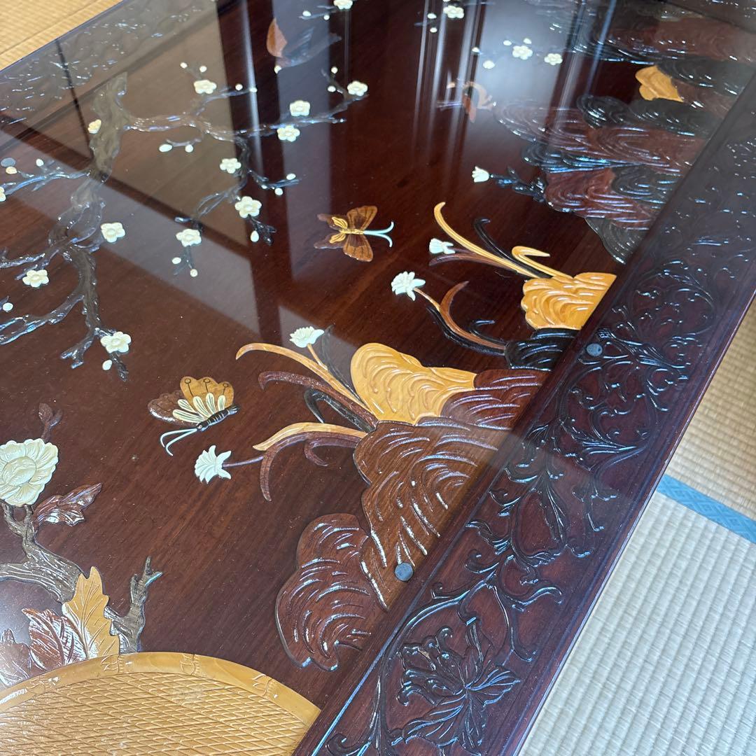 更にお値下げ‼️中澤唐木 好斎之作 座卓 ローテーブル ガラス天板付き