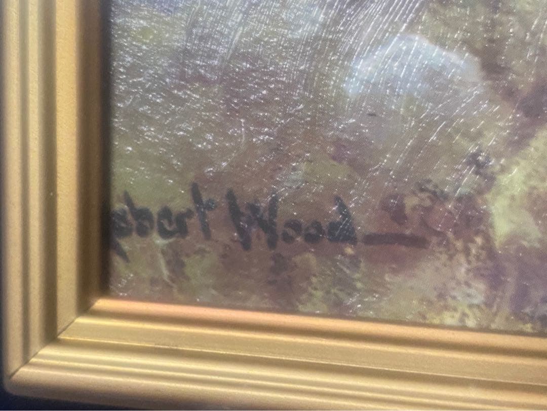 ロバートウッド 山と小川 風景画 絵画 油彩 油絵 インテリア 額縁