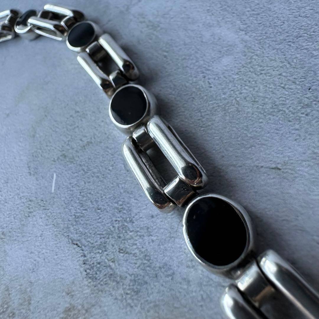 ヴィンテージ オニキスリンクブレスレット シルバー925 メキシコ製