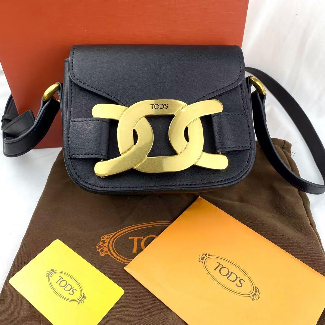 美品TOD'S ブラックレザー ショルダーバッグ