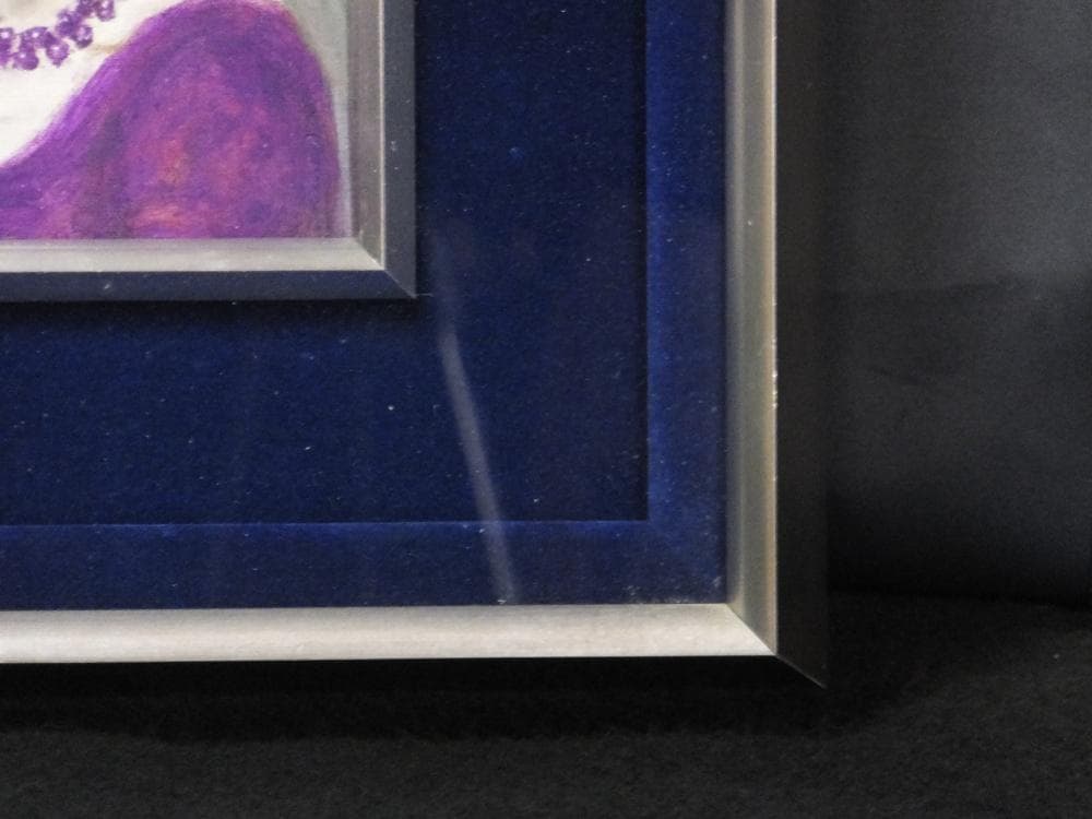 寺島龍一　直筆サイン『紫の首飾り』キャンヴァスに油彩 サムホール 0313A