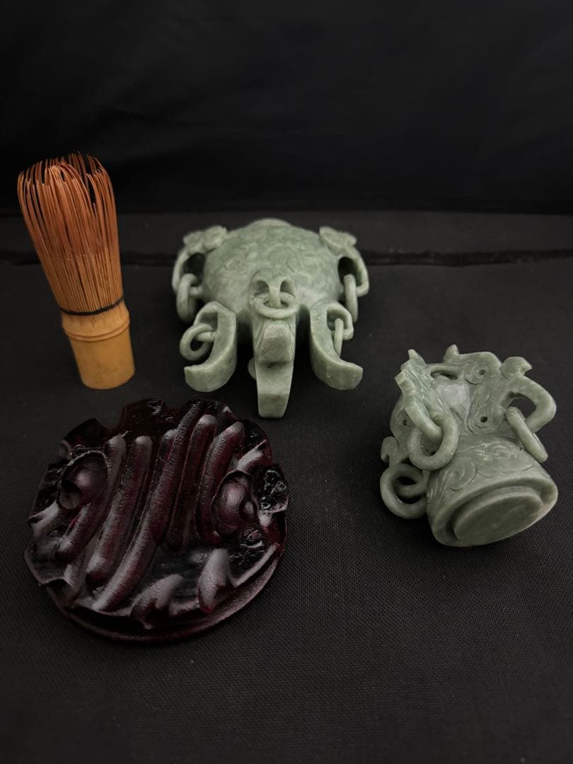 香炉 玉彫　彫刻 置物 開運 風水 台座 骨董　インテリア　アンティーク