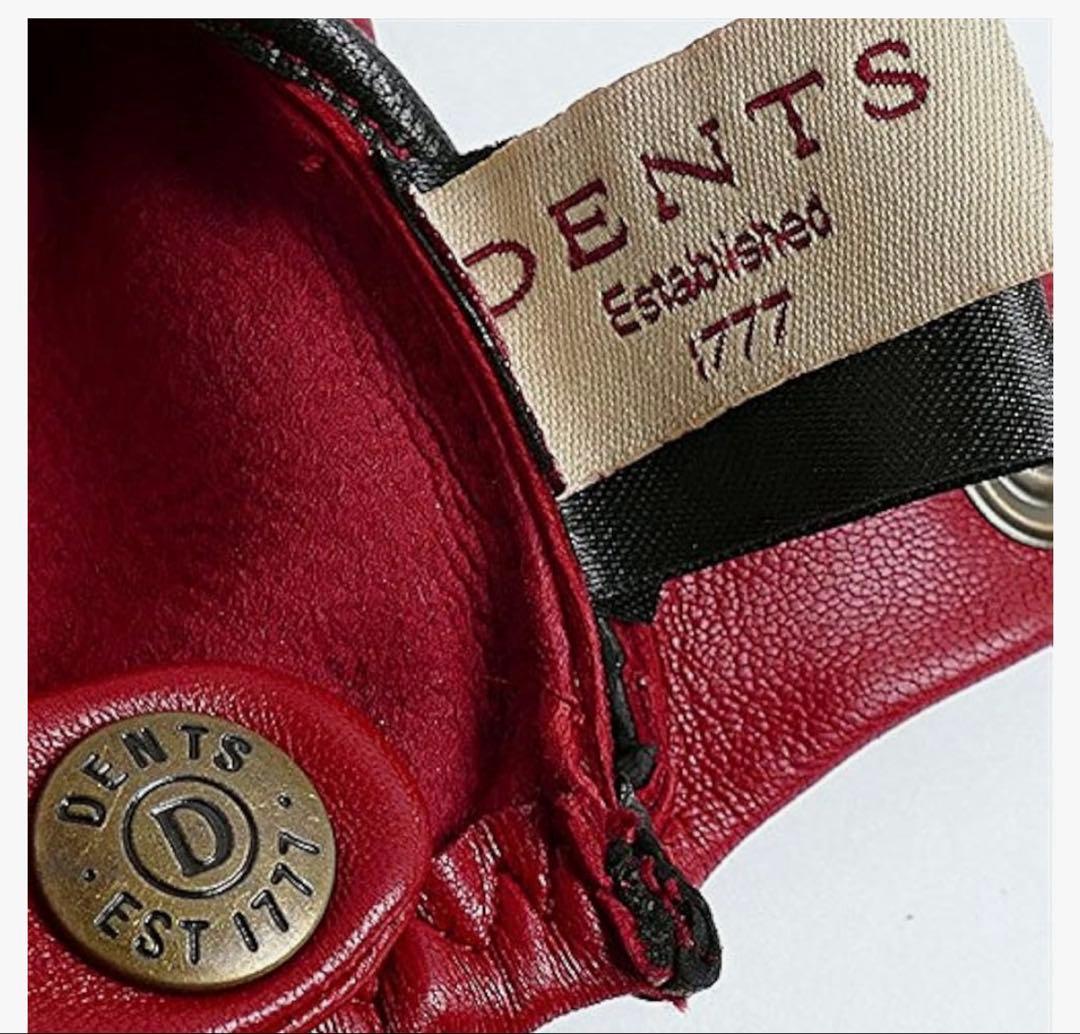 デンツ] 羊革(HAIR SHEEP) ドライビンググローブ 赤 S