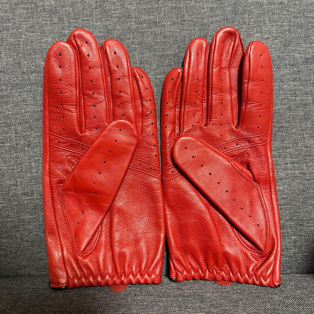 デンツ] 羊革(HAIR SHEEP) ドライビンググローブ 赤 S
