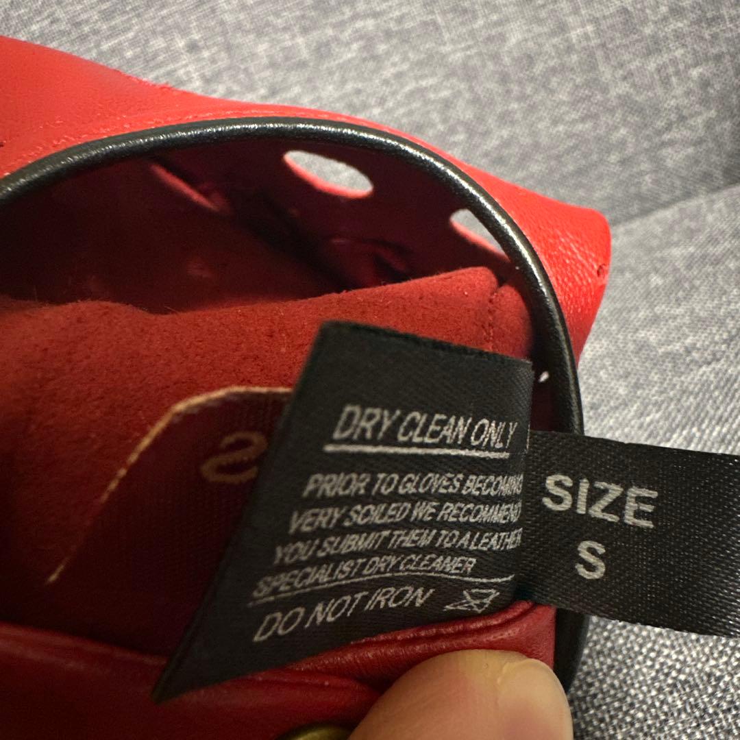 デンツ] 羊革(HAIR SHEEP) ドライビンググローブ 赤 S