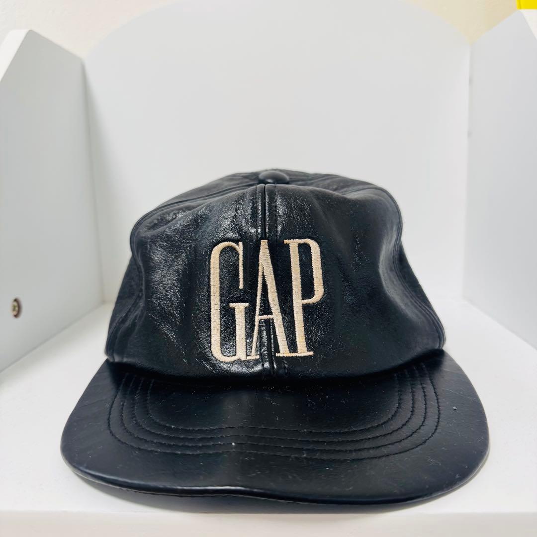 GAP レザーキャップ ブラック ビンテージ 90s 80s
