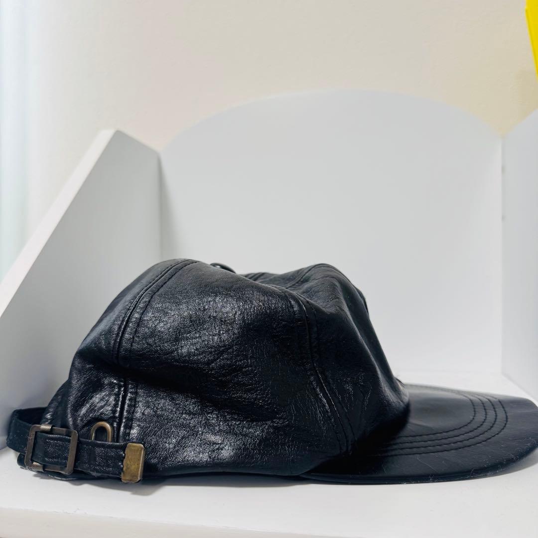 GAP レザーキャップ ブラック ビンテージ 90s 80s