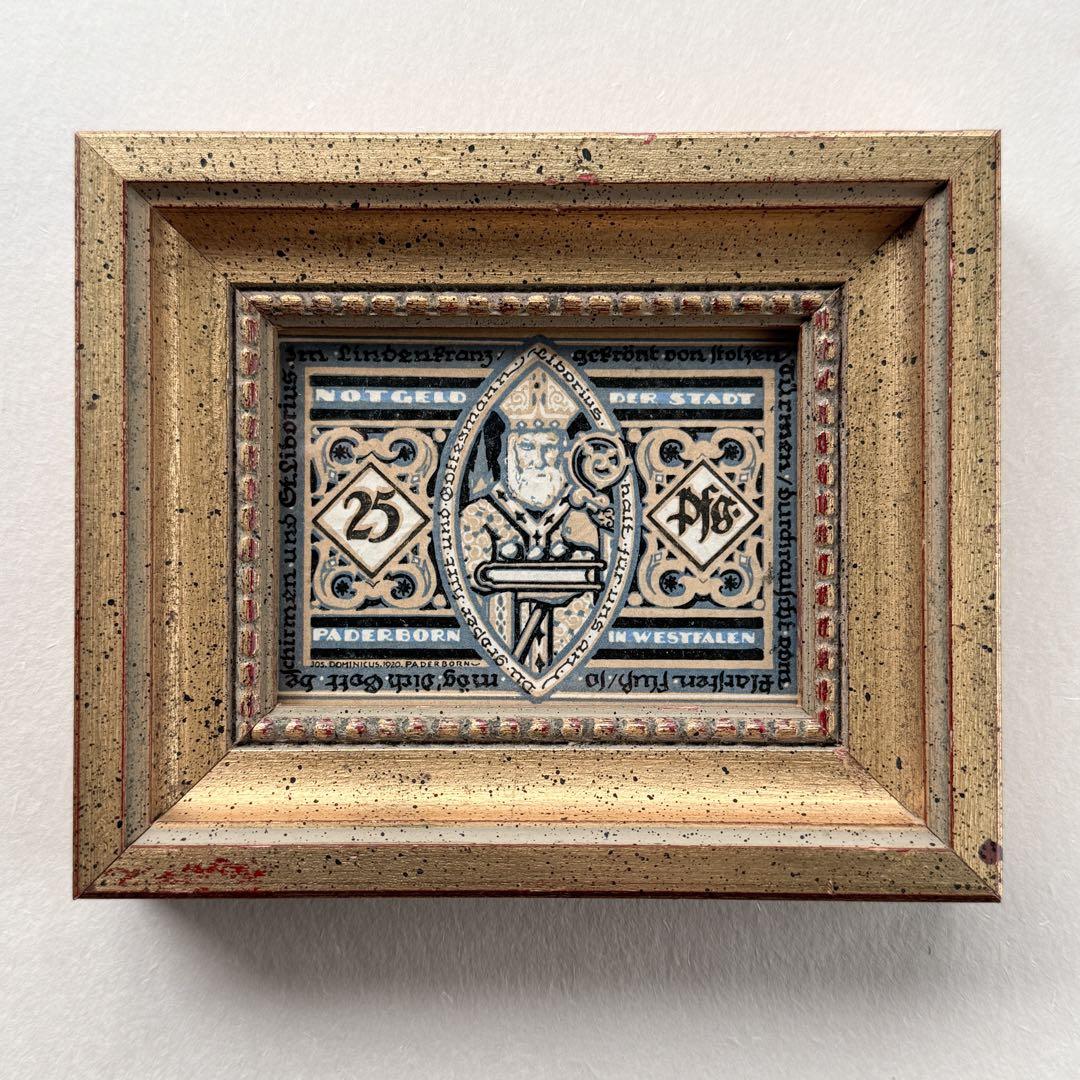 本物保証 アンティーク額装＋希少ノートゲルト2点セット ~北ドイツの歴史と芸術~