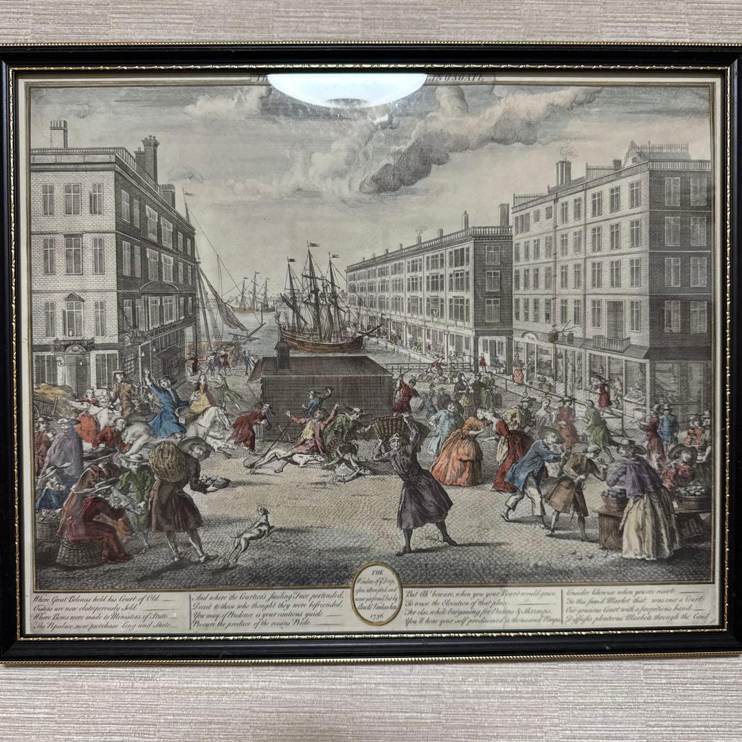 イギリス 歴史的風景 銅版画 カラー 約37cm x 28.8cm