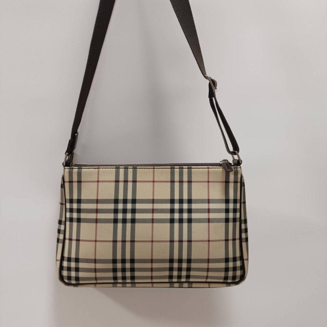 【美品】BURBERRY 人気 ノバチェック ショルダーバッグ キャンバスレザー
