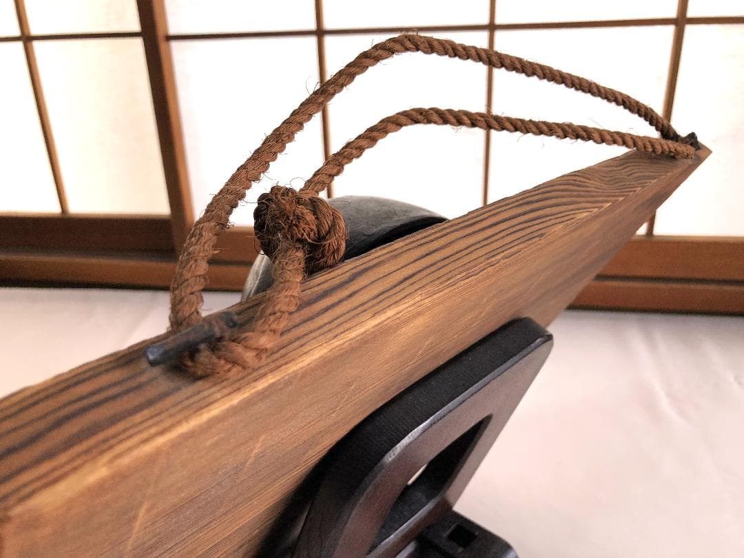 【 お多福鉄面 】 焼杉板付 　大型高級品