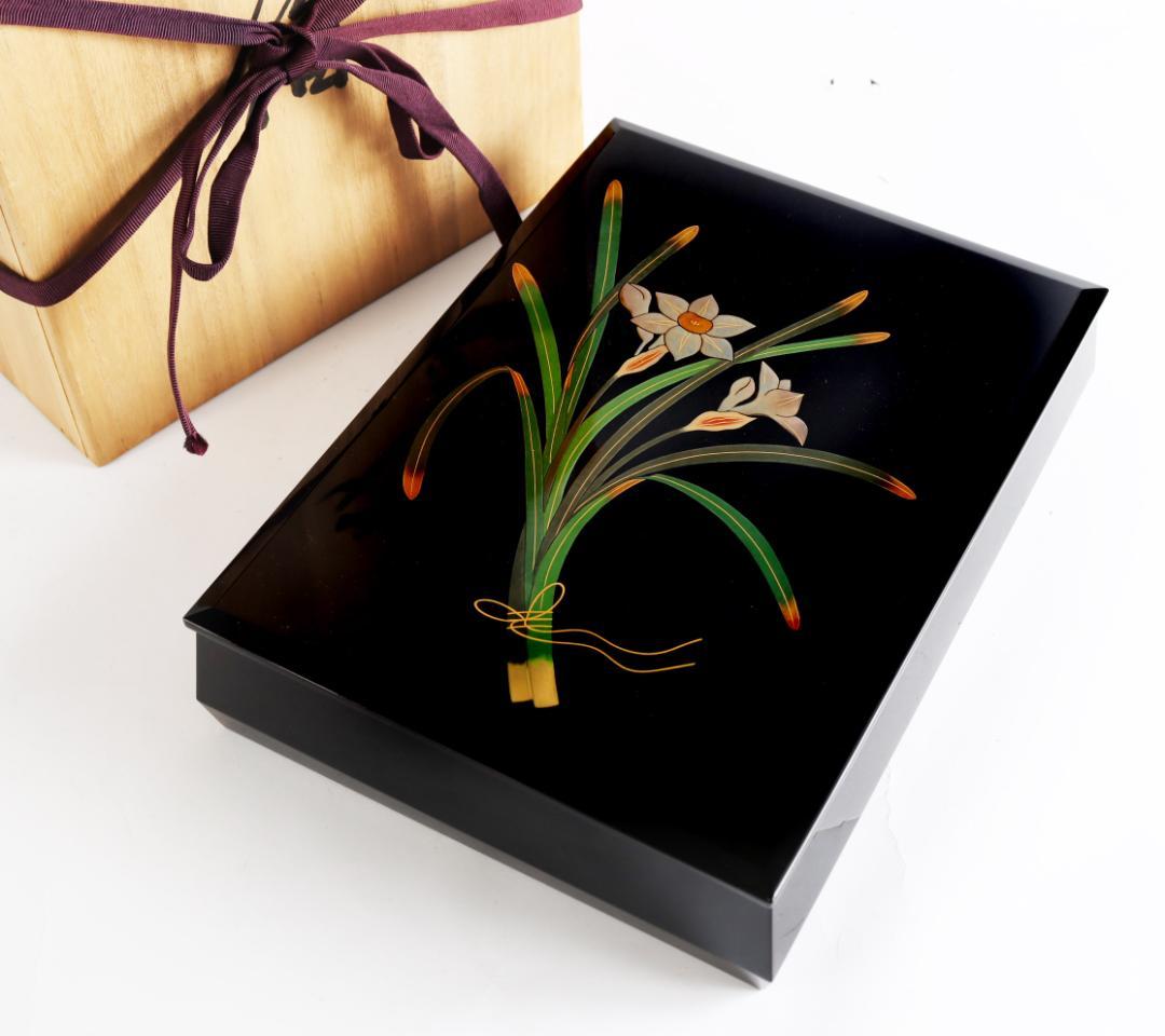 輪島塗 花蒔絵 文箱 硯箱 小物入 木箱