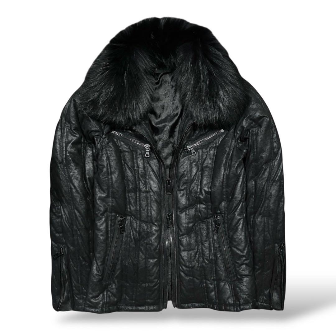 FUGA 2層ジップ coated fur jacket V系 y2k