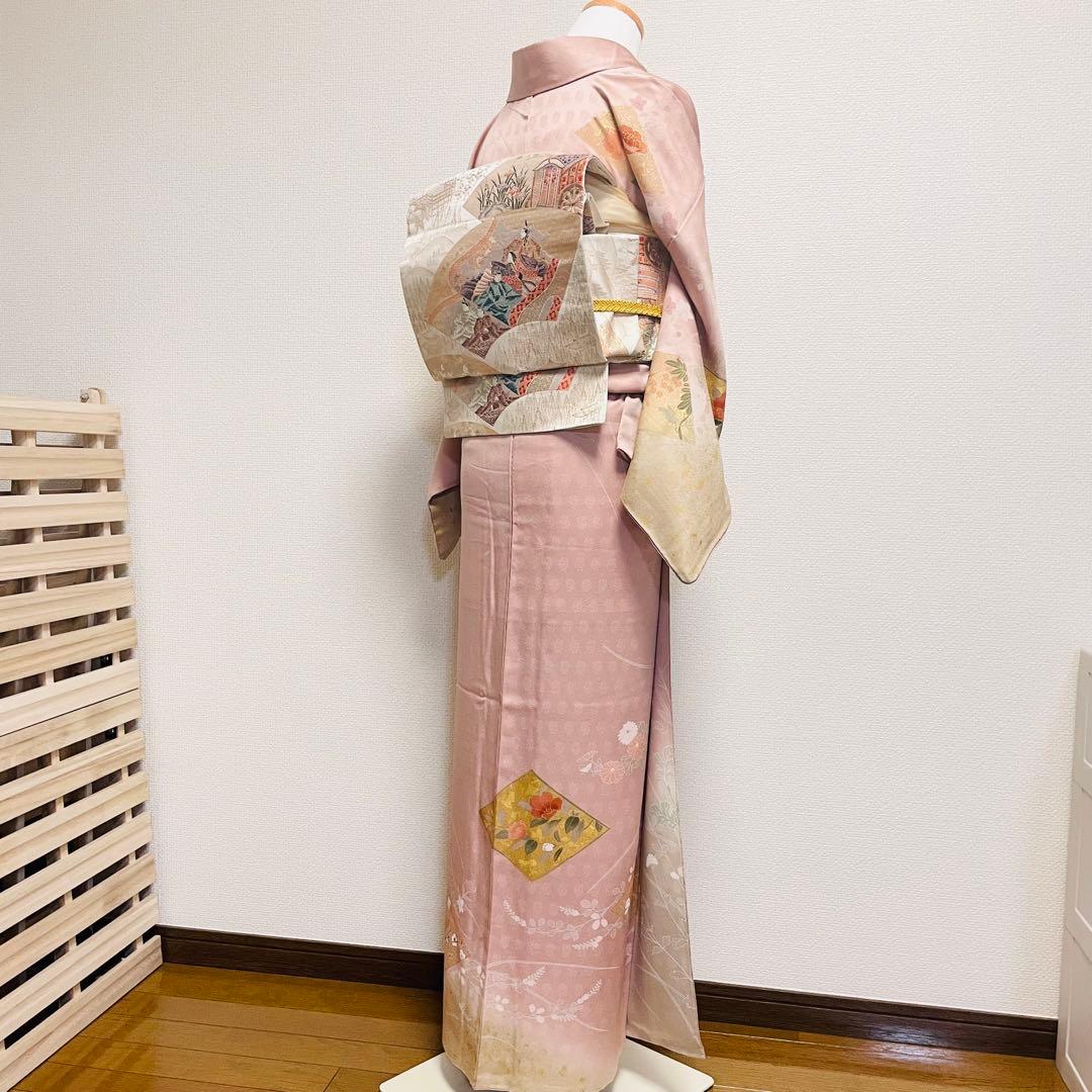 ピンク 友禅 4点 フルセット 訪問着 入学式 卒業式 入園式 春 秋 冬