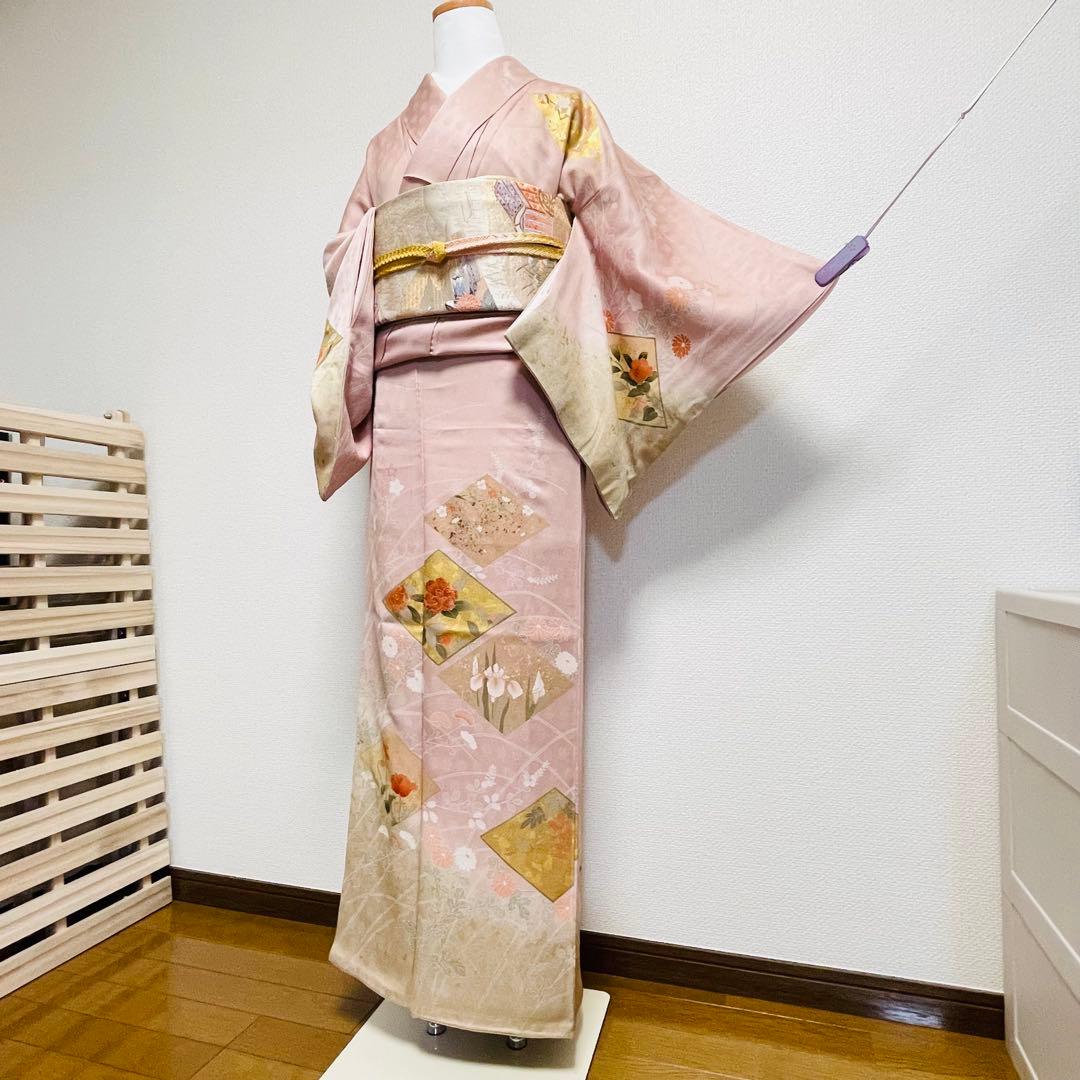 ピンク 友禅 4点 フルセット 訪問着 入学式 卒業式 入園式 春 秋 冬