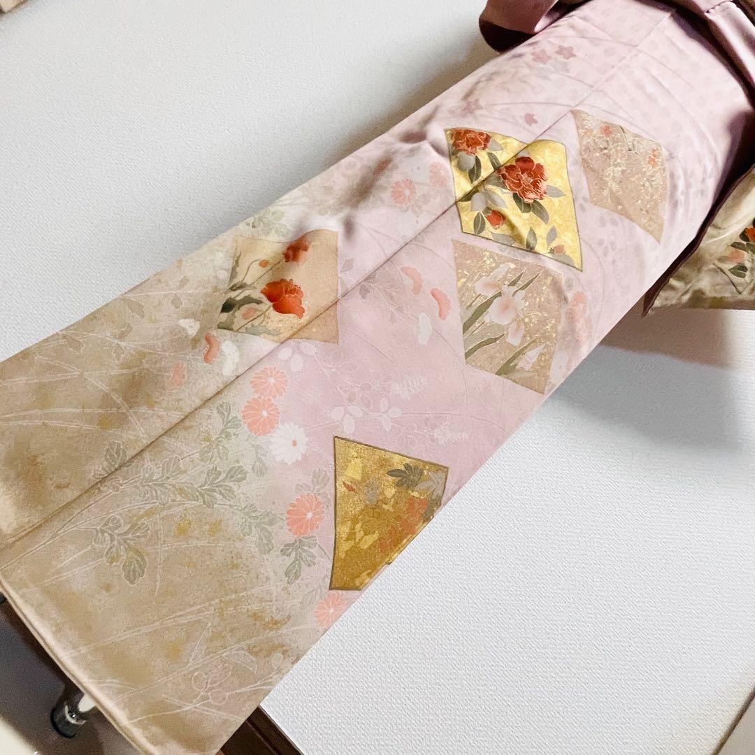 ピンク 友禅 4点 フルセット 訪問着 入学式 卒業式 入園式 春 秋 冬