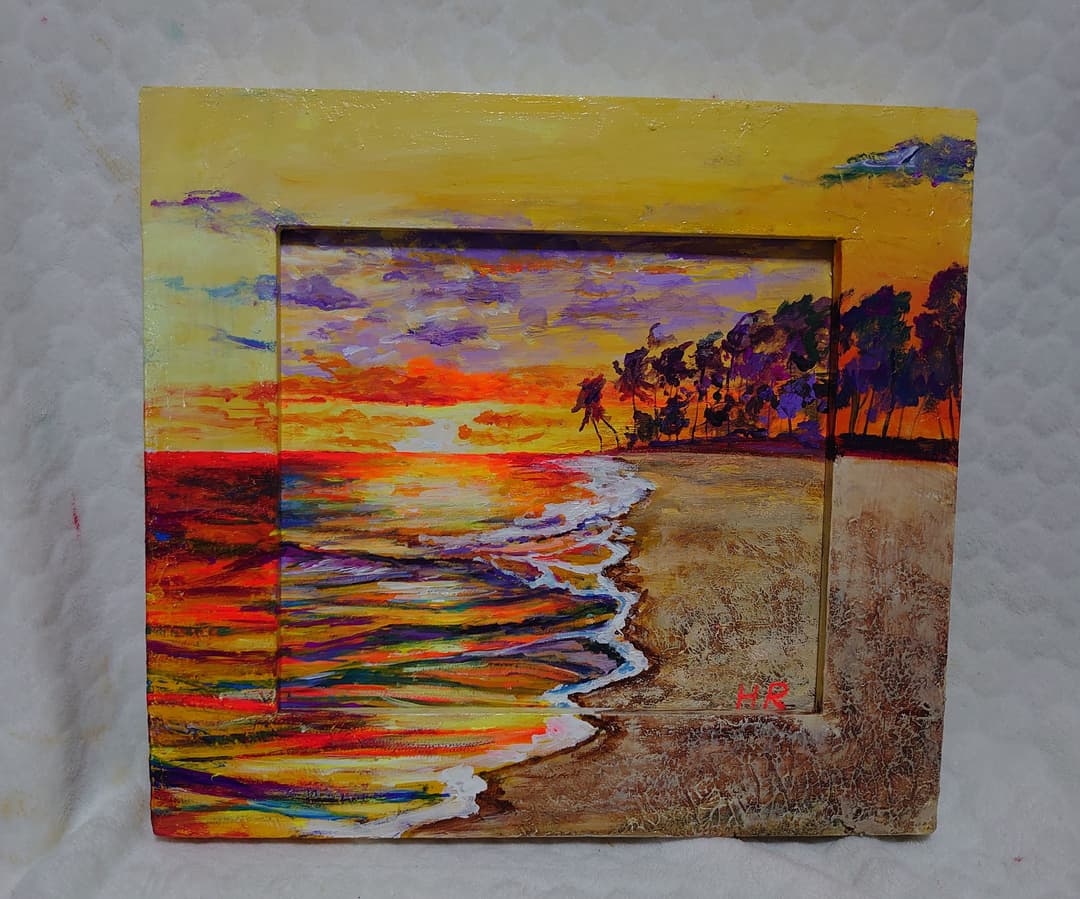 油絵 工場の灯りⅡ