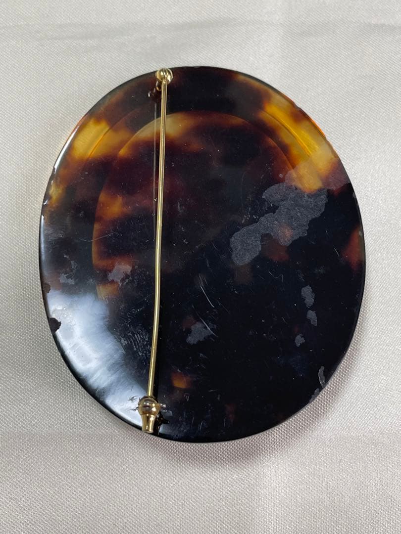 カメオ 鼈甲 ヴィンテージ ストーンカメオ ブローチ