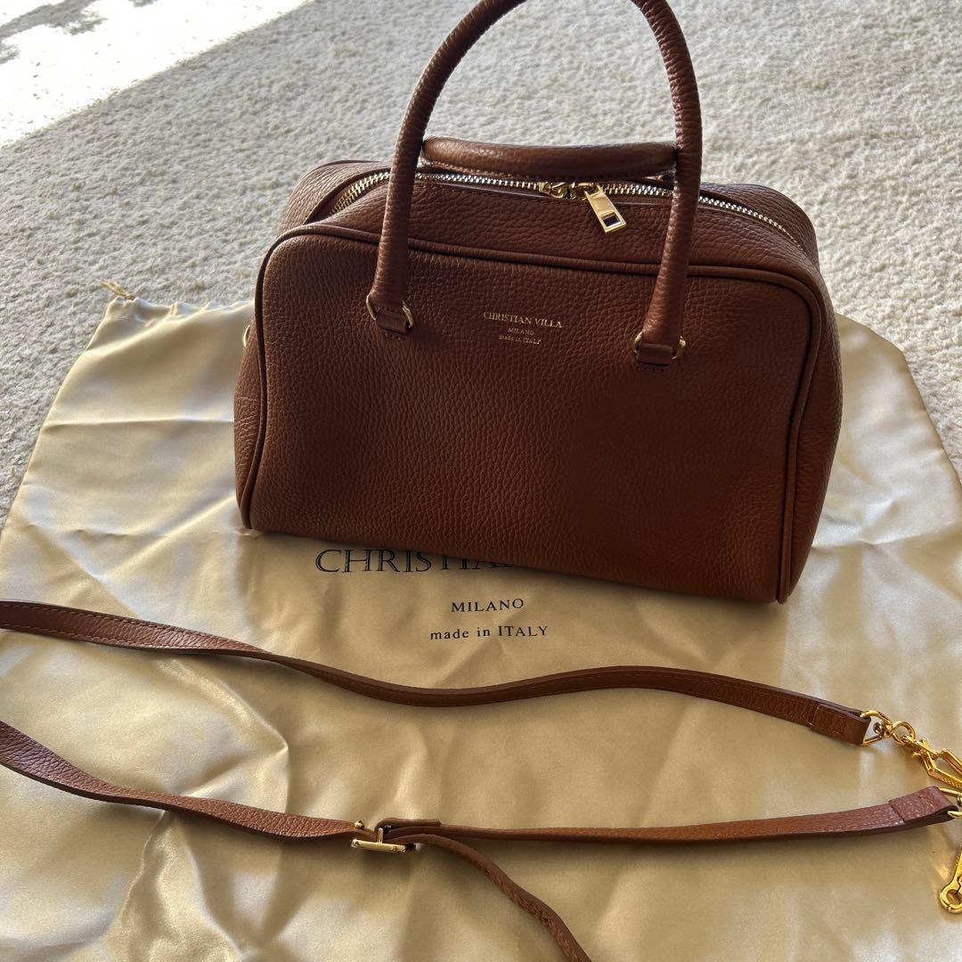 タグ無し新品未使用CHRISTIAN VILLA ブラウンレザーショルダーバッグ