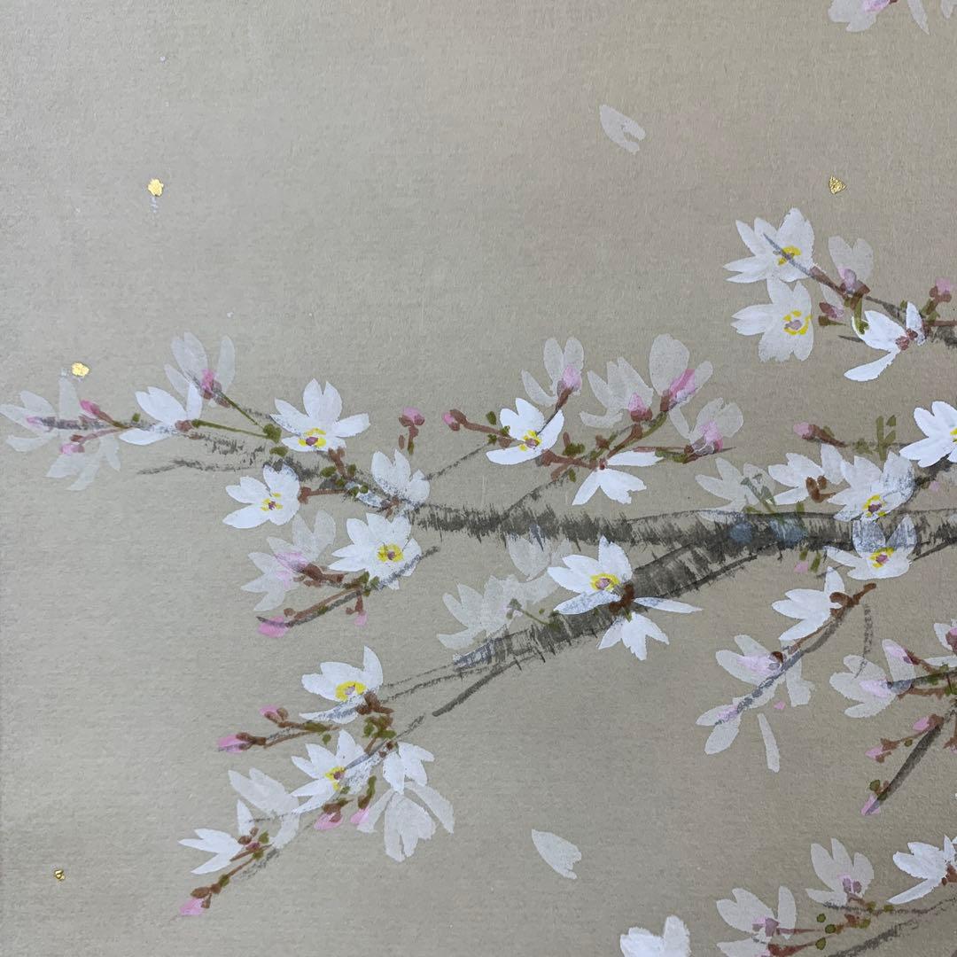 桜のマーチ様 掛け軸 田中松泉作 桜花小禽図 共箱 縁起物 花鳥 縁起物