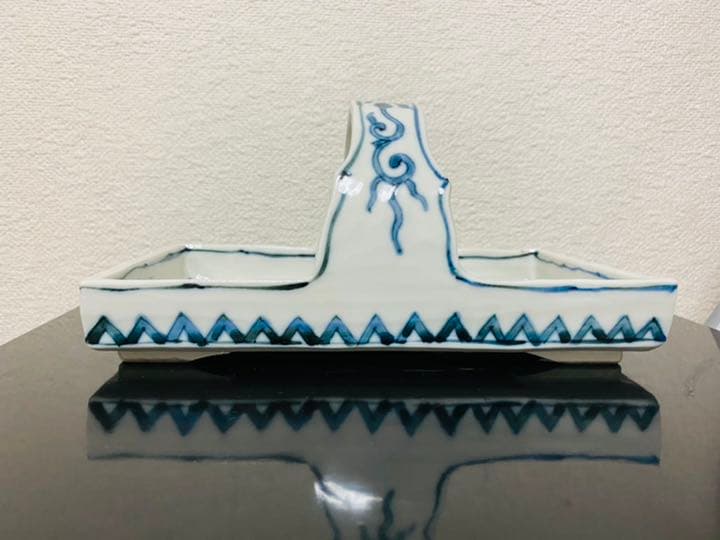 福珠窯　福田雅夫「白磁手付山水染付鉢」   茶道具