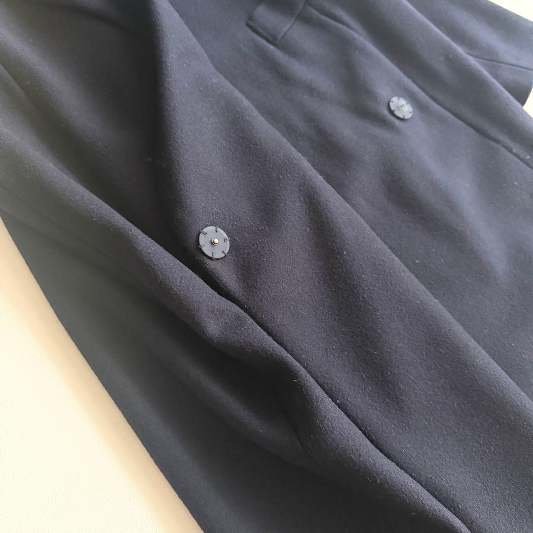 【エンフォルド】チェスターコート ロング 38 日本製 ネイビー 変形デザイン