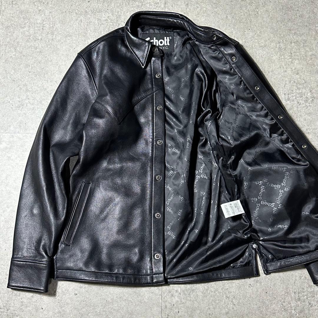 ほぼ未使用 Schott レザー コーチジャケット ウエスタン ブラック M