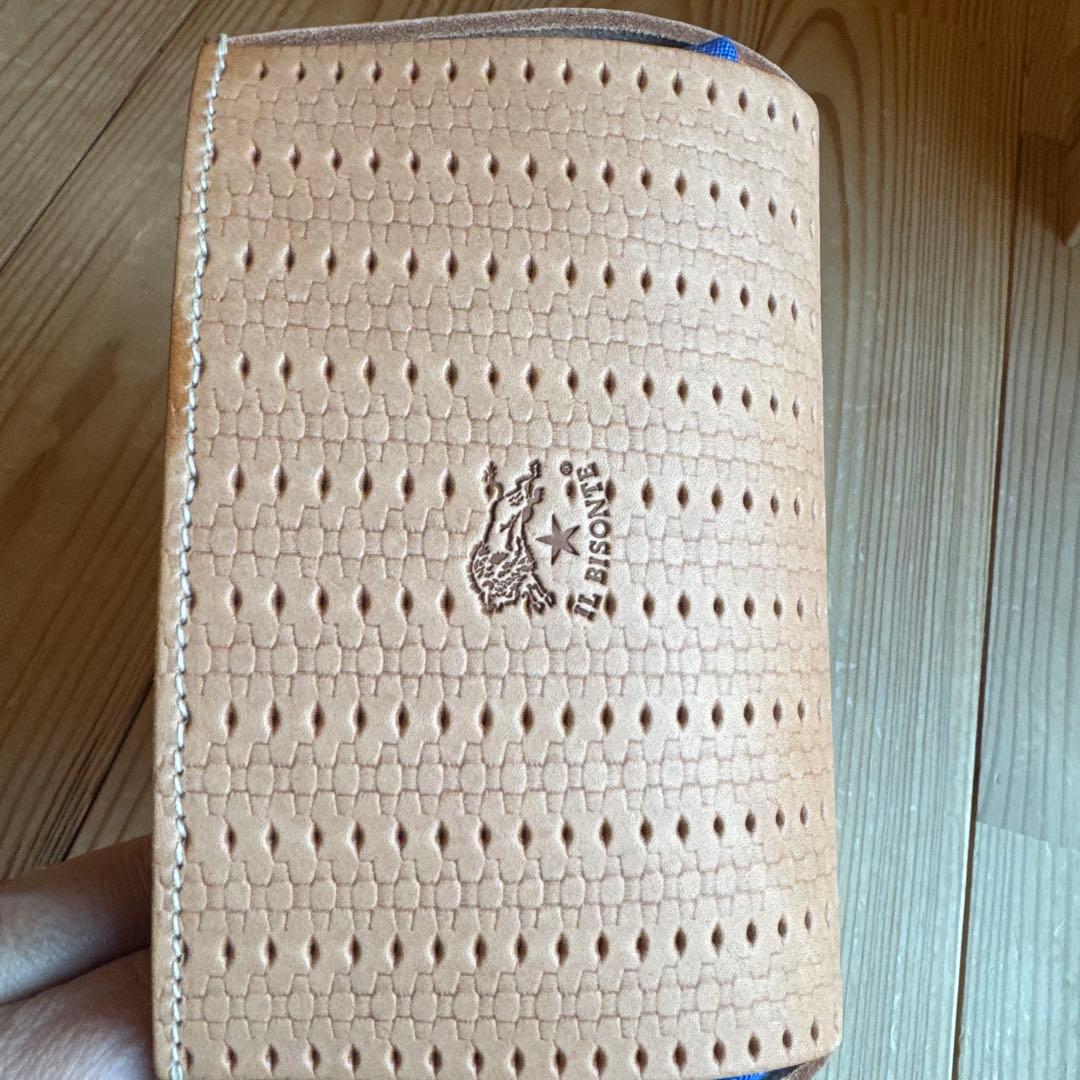 【新品】IL BISONTE レザーカゴマルチボックス マルチストライプ×ヌメ☆