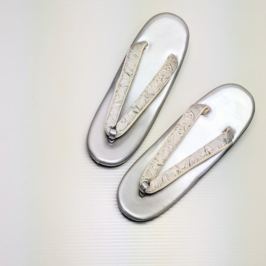 クラッチタイプ 草履バッグセット 銀 シルバー 帯地 フリーサイズ wrc