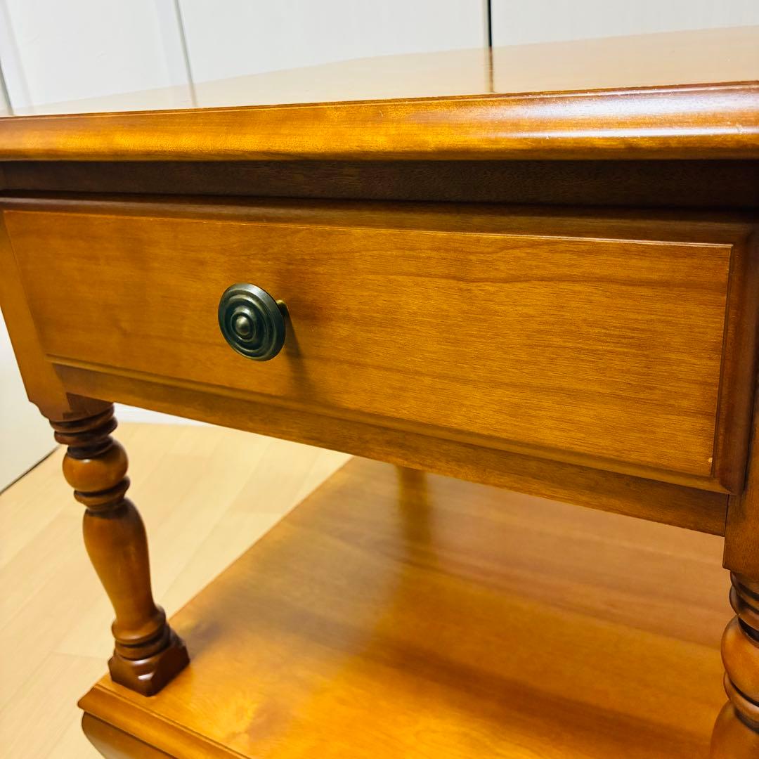 【希少】横浜ダニエル 樺材 ナイト テーブル サイド 引出し 飾り台 ①