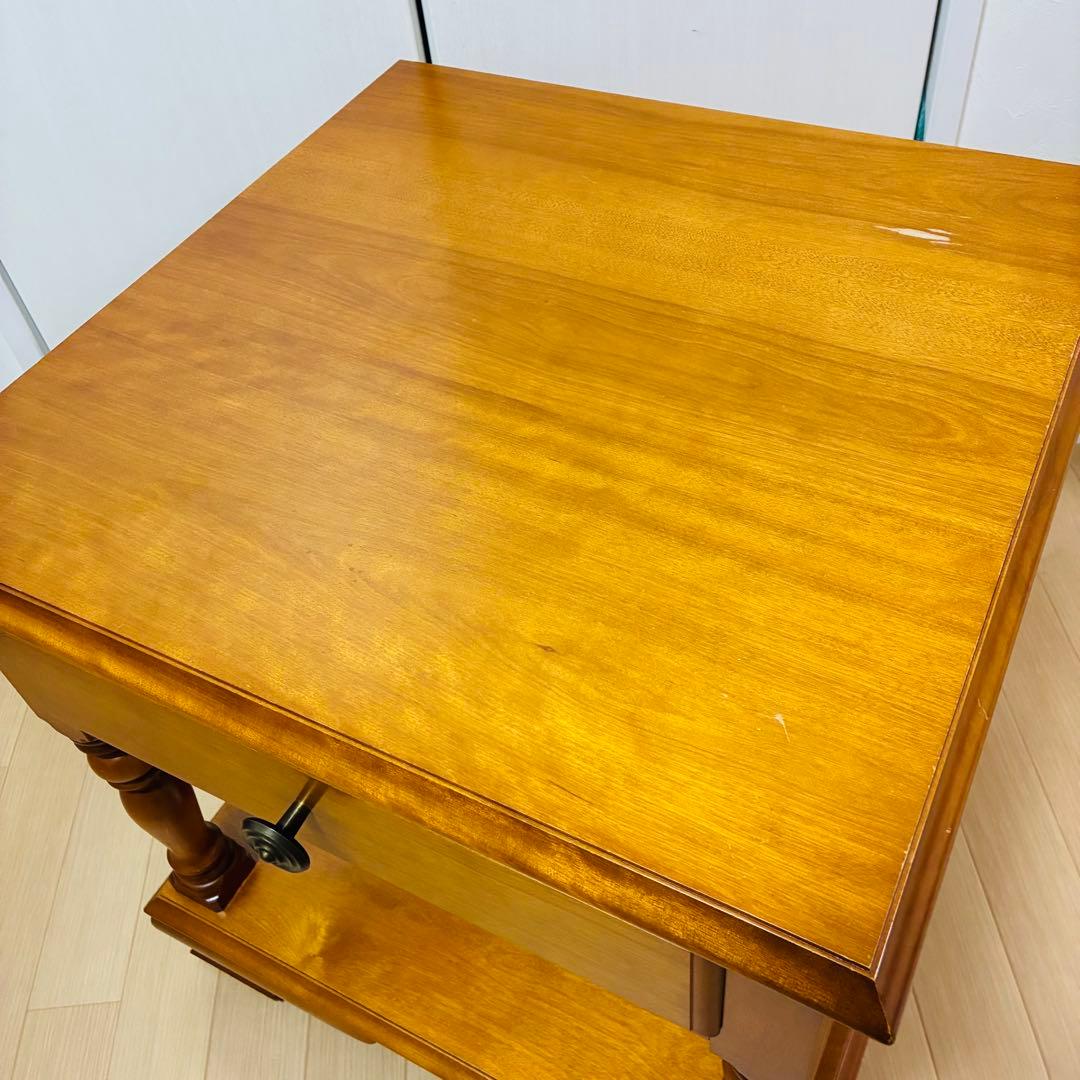 【希少】横浜ダニエル 樺材 ナイト テーブル サイド 引出し 飾り台 ①