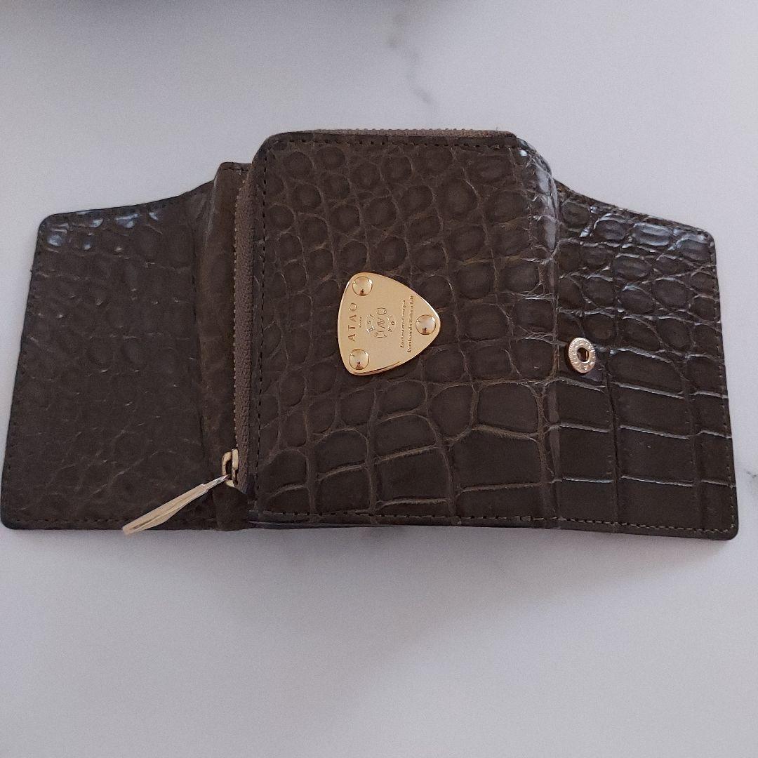 あ*ひ様 ATAO 三つ折り財布 オリーブ クロコダイル