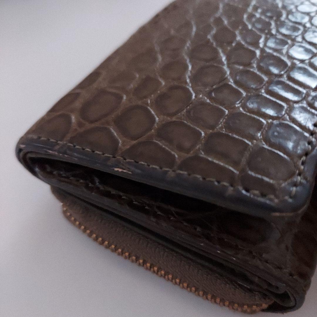 あ*ひ様 ATAO 三つ折り財布 オリーブ クロコダイル