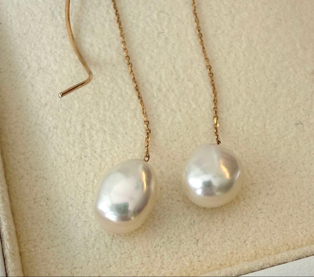 TASAKI バロックパールロングピアス K18YG