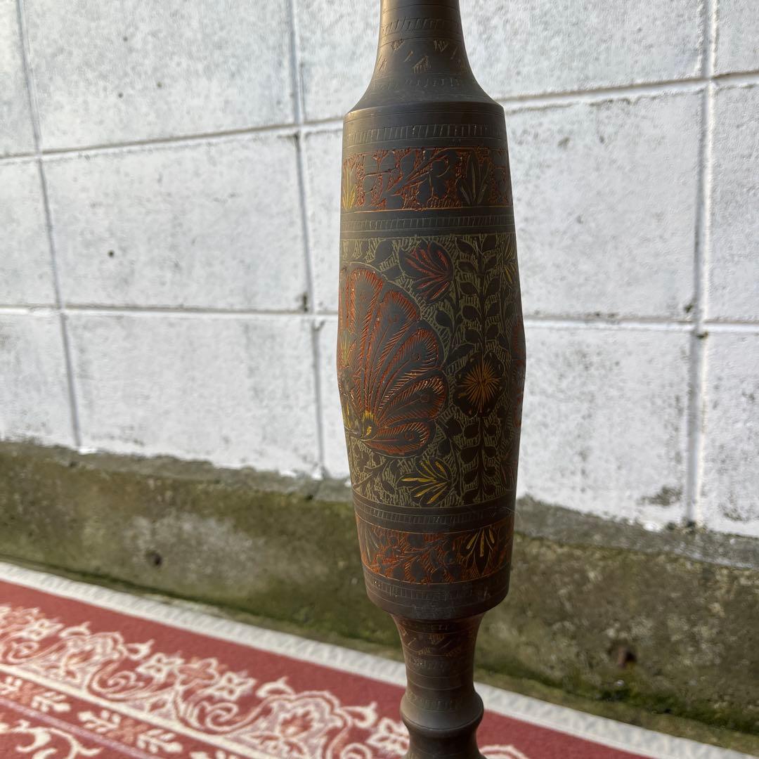 古雑貨アンティーク品◾️真鍮製 エスニックデザイン スタンドライト ベース