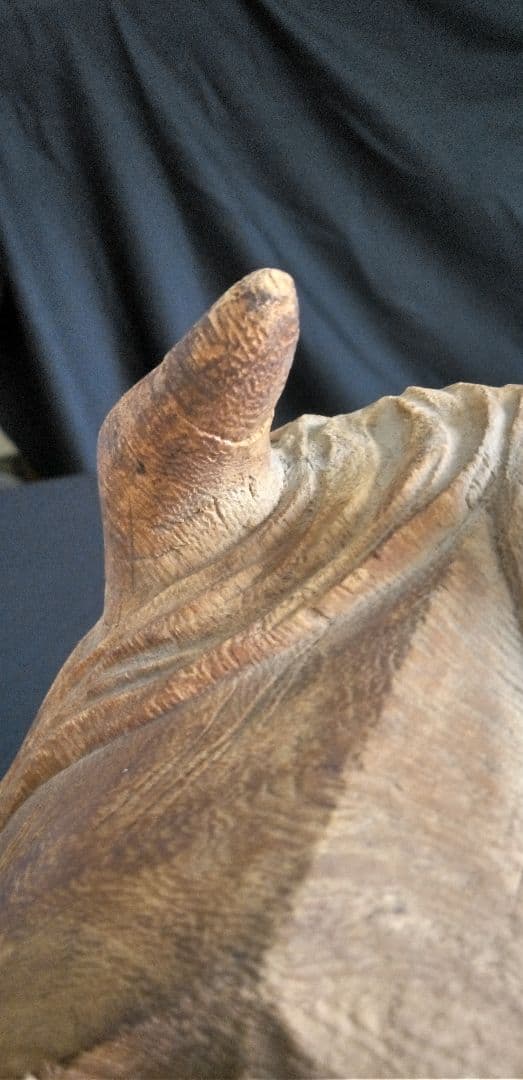 s*2様 般若、木彫お面 角付き 茶色